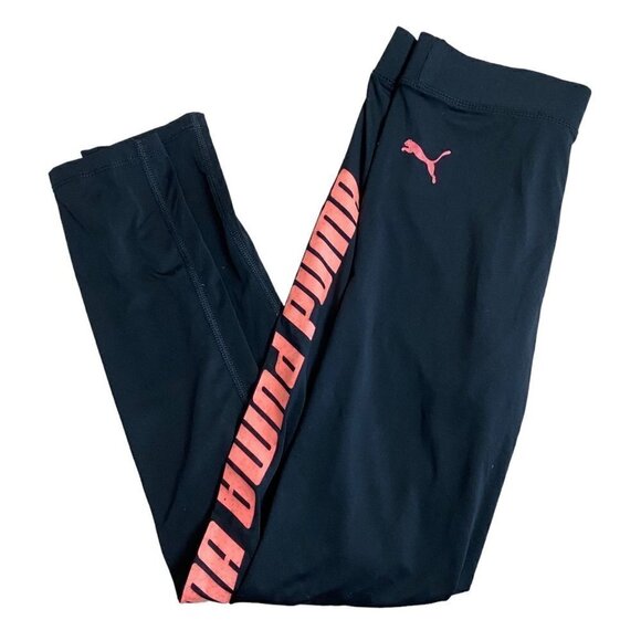 PUMA Youth Athletic Leggings Black w Pink Logo PLUS Old Navy Top GIRLS Sz 10/12 - Picture 2 of 7